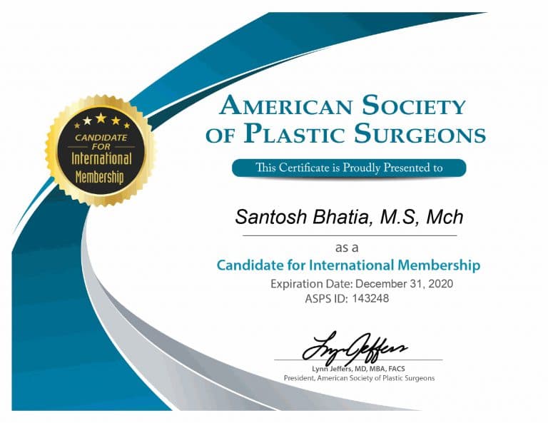 American Society of Plastic Surgeons - Membership Certificate